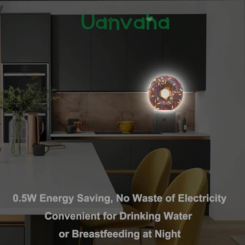 Image of Donut Night Light Doughnut Food Dessert Decorative LED Dusk to Dawn Plug-in Nightlight Auto Sensor for Bedroom Bathroom Hallway Living Room