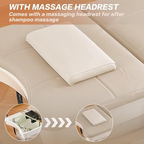 Dxysyldrun Water Heater Salon Shampoo Bed, Head Therapy Constant Temperature Shampoo Bed, Water Circulation Hair Care Fumigation Beauty Massage Bed,Blue