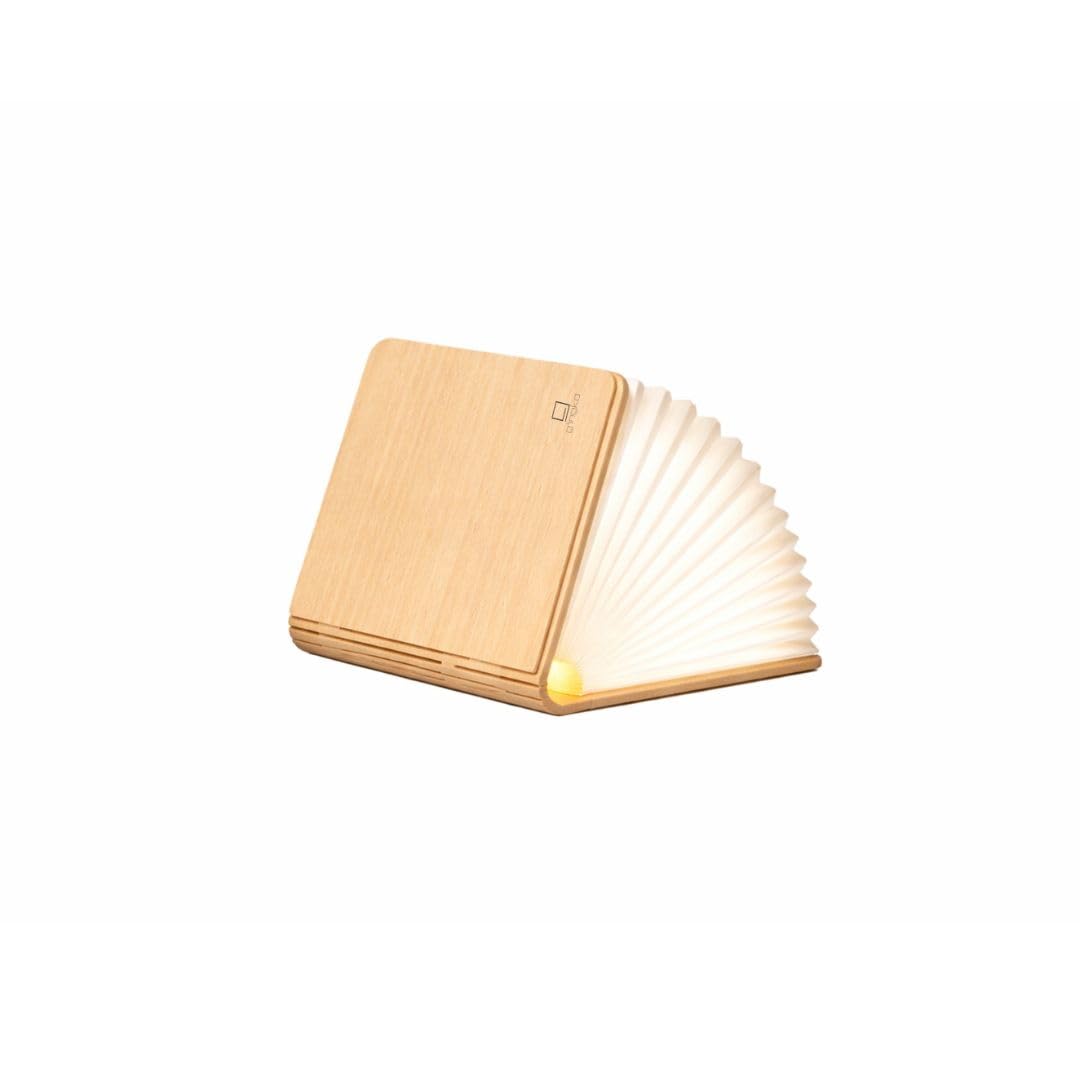 Gingko Super Mini Smart Book Light – Palm Edition (Maple Finish) | USB-C Rechargeable Portable LED Book Light, Warm Ambient Glow, Foldable Magnetic Design