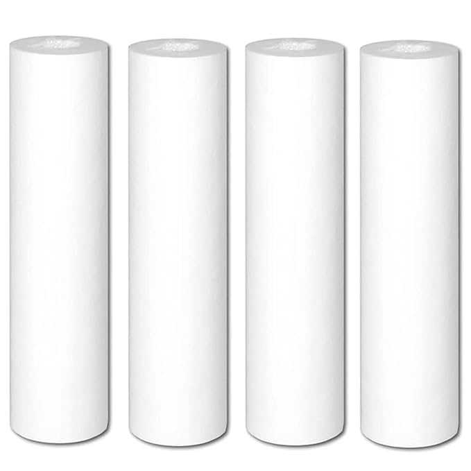Angal Ro | 10 Inch High Density Spun Pre-Filter 5 Micron PP Spun Cartridge Compatible for 10 Inch Pre-Filter Housing of All Water Purifier | Pack of 4 Spun (White) (A123)