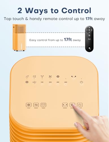 Image of 4-IN-1 Portable Air Conditioners, Evaporative Air Cooler w /4 Modes & 3 Speeds, 15H Timer for Smart Auto-off, 2-Gal Tank for 20H Cooling,17FT Remote,No Hose Needed - Orange