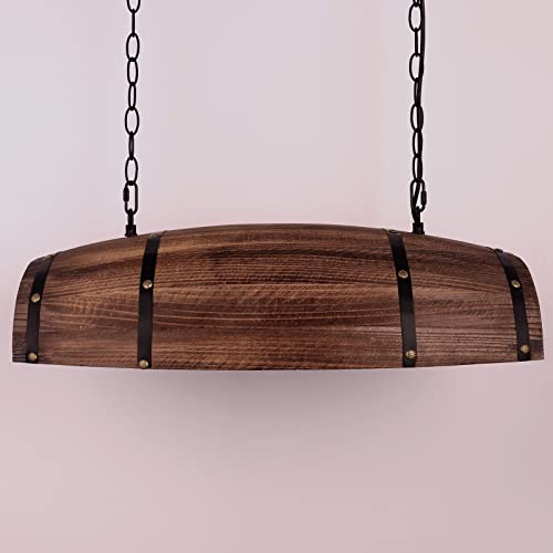 Newrays Antique Wood Wine Barrel Pendant Lamp Hanging Rustic Kitchen Bar Ceiling Lamp Light Fixtures by Newrays - Used condition - Image 6