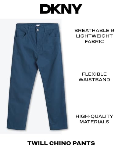 DKNY Boys' Pants - Comfort Stretch Twill Khaki Pants - Children's Classic Fit Flat Front Chino Pants for Boys (8-16)2