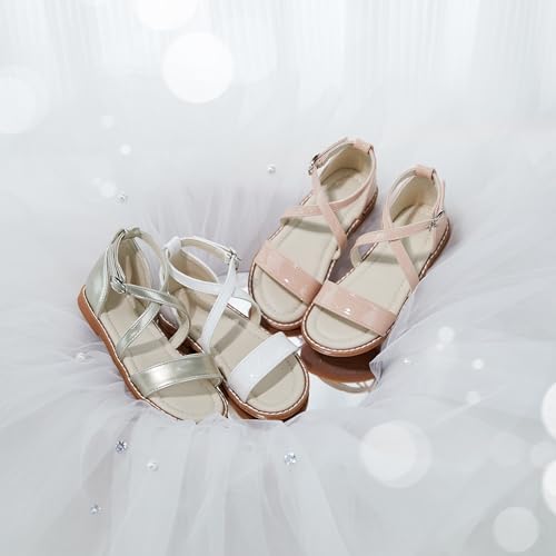 Image of ESTINE Toddler /Little Kid Girls Dress Cross Strappy Open Toe Sandals Princess Flats Summer Flower Girl Shoes