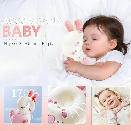 Image of Baby Head Protector Backpack, Toddler Baby Head Protection Backpack with Baby Knee Pads Alarm Function for Walking & Crawling, Soft, Breathable and Wearing Safety Baby Head Protector (Pink Rabbit)