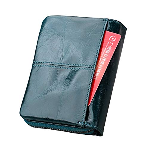Portefeuille en cuir Crazy Horse bleu NCCZ avec zip de sécurité