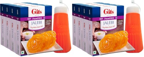 Image of Gits Jalebi Dessert Mix, with Easy Maker Bottle, Pure Veg, Traditional Indian Sweet, 400g (Pack of 8, 100g Each)