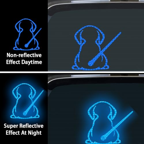 Image of Dog Decal Vinyl Sticker, Rear Wiper Decal Cute Dog Moving Tail Wiper Decals Reflective Stickers Windshield Wiper Stickers Window Wiper Decals Tags for Rear Vehicle Wipers (Blue)