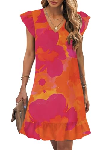 Image of JOCAFIYE Summer Dresses for Women 2026 Cute Cap Sleeve V-Neck Mini Dress