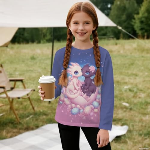 Image of WELLFLYHOM Long Sleeve T-Shirt for Boys Girls 3-16 Years Old Tee Tops Crewneck Pullover Shirts Fall Outfits