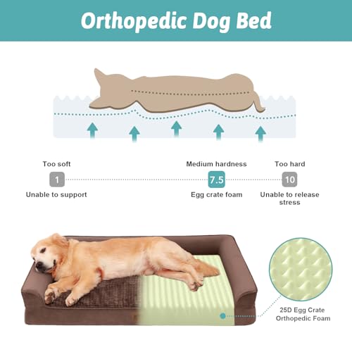 COZY KISS Orthopädisches Hundebett für extra große Hunde,Braun(U-Form,XL)