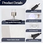 Beside Table Lamp-Bedroom 3-Way Dimmable Solid Wood Lamps with Modern Fabric Shade Reading Nightstand Lamps for Living Room, Kids Room, College Dorm, Office (LED Bulb Included)