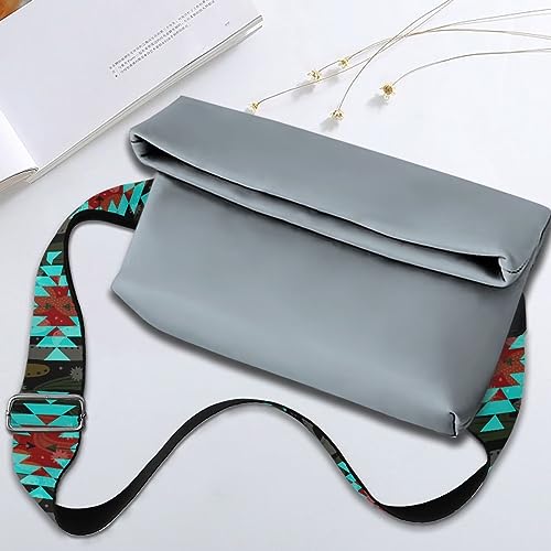 Image of Wide Bag Straps Replacement Crossbody Green Aztec Guitar Straps for Handbags /Purses /Messenger /Duffel Bags Backpack Straps Replacement Adjustable Length from 30 inch to 50.3 inch