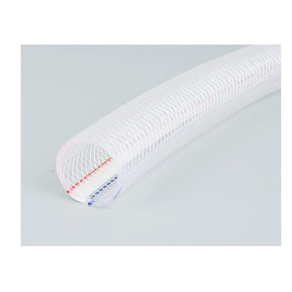 Manguera De Agua Trenzada Reforzada Con Fibra De PVC De 1m De Longitud, Tubo De Piel De Serpiente De Malla Transparente for Riego De Jardines Y Limpieza De Vehículos(32x38mm 1M)