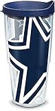 Tervis 1085169 NFL Dallas Cowboys Colossal Tumbler with Wrap and Navy Lid 24oz, Clear