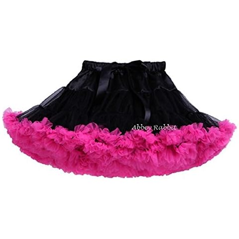 Girls Fluffy RARA Skirts Pettiskirts Tutu Princess Party Skirts Ballet Dance Wear 12M-8 Years (XS, Hot Pink with Black) Cover