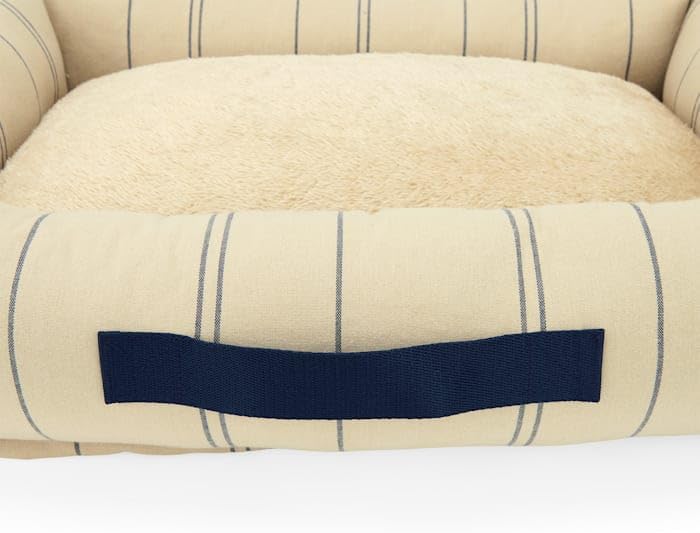 EveryYay by Petco Stripe Cuddler Dog Bed 32" L X 26" W X 8" H Tan/Navy