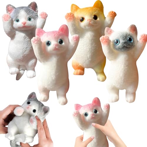 UptVin 4Pcs Squishy Gato Taba, Juguete Antiestrés Fufu Squishy Juguetes de Apretar para Niños y Adultos Regalo Anti Estrés Juguete de Relajación Kawaii para Reducir Estrés