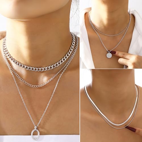 Image of FAXHION 68 Pcs Gold Jewelry Set for Women with 7 Necklace, 17 Bracelet, 5 Hoop Earrings, 15 Stud Earrings, 24 Knuckle Rings for Women Jewelry Set for Women Gift