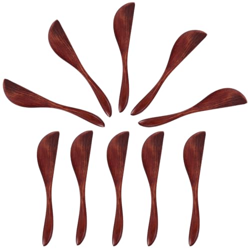 STOBAZA Set da 10 Coltelli da Burro in Legno Naturale, Spatole per Marmellata e Crema Liscianti, Utensili da Cucina Multifunzionali Leggeri per Uso Quotidiano e Feste, per Panini,