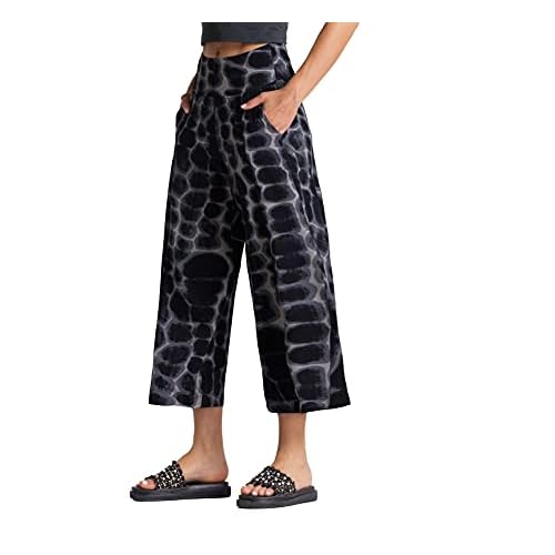 THE GYM PEOPLE Womens' Yoga Pants with Pockets and Tummy Control High Waist in Flare Crop 22" Inseam XX-Large Grey/White/Black