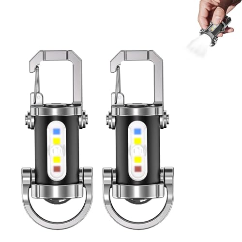 Linterna portátil recargable brillante llavero, mini linterna de llavero, 1200 lúmenes, mini llaveros EDC, iluminación múltiple para camping, senderismo (2)
