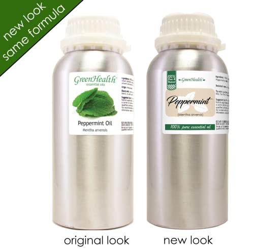 16 Fl Oz - Peppermint Essential Oil (100% Pure & Uncut), Aluminum Bottle - Greenhealth #TOP6