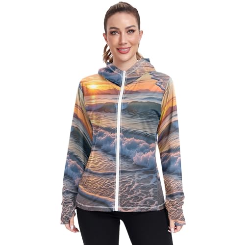 Camisas de protección solar Wave Beach para mujer manga larga