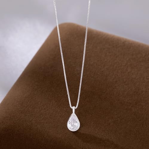 SLUYNZ 925 Sterling Silver CZ Teardrop Choker Necklace for Women Teens CZ Waterdrop Pendant Necklace3