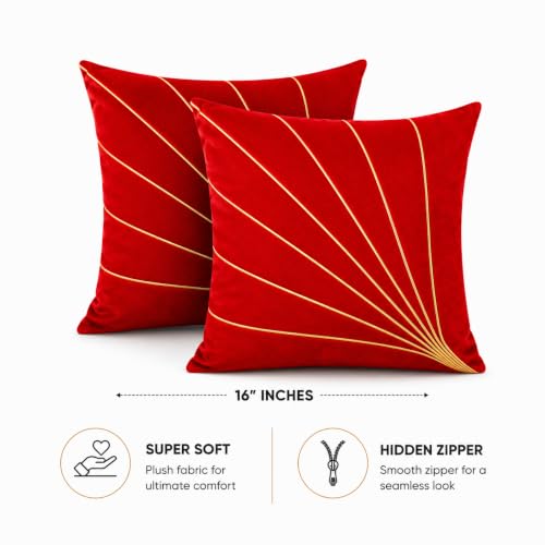 Image of Noor Silk Cushion Covers Pack of 7 | 16x16 Inches, Red