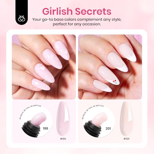 Beetles Girlish Secrets Nail Extension Gel Set, 60g 2 Colors Nude Pink Poly Nail Gel for Beginner & Professional Long-Lasting and Easy to Use Supplies, UV & LED Needed - Thumbnail 2
