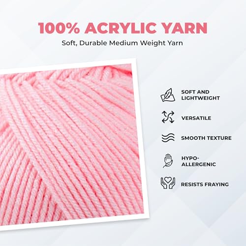 Image of Mary Maxim Maximum Value Acrylic Yarn for Crocheting and Knitting, Soft Worsted Weight Pink Yarn 4, Ideal for Blankets, Sweaters, Hats, and Scarves, 8 oz Skein (474 Yds), Light Pink - 1 Skein