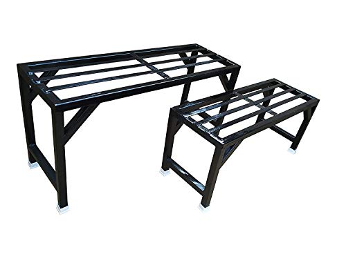 FABFIESTA Single Tier Metal Step Pot Holder, Black, 28 in and 24IN