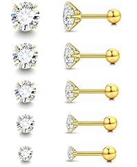 Gold,5Pairs,Round Ball Back