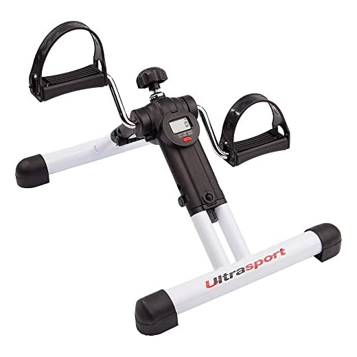 Ultrasport Minibicicleta plegable MPE 25, minibicicleta estática para el entrenamiento de brazos y piernas, pedalina para musculación y resistencia, resistencia ajustable, para el hogar y la oficina