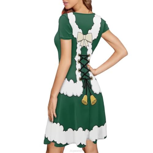 Image of POLERO Sunflower Dress for Women Floral Summer Dresses Short Sleeve Casual Sundresses Midi Dresses