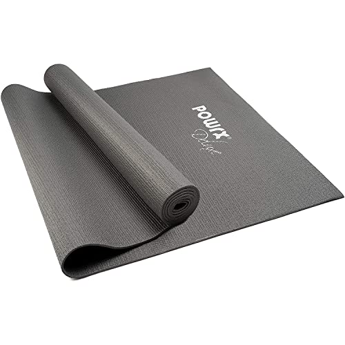 Powrx Yoga Mat With Bag | Exercise Mat For Workout | Non-Slip Large Yoga Mat For Women, 68" X 24" Grey, 0.15 Inches Thickness #TOP12