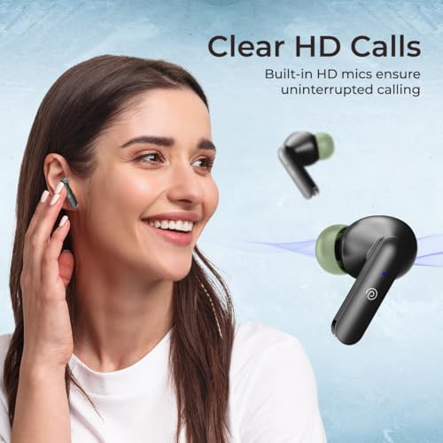 Image of pTron Basspods P81 In-Ear Wireless Earbuds, Pristine Sound, 32Hrs Playtime, Clear Calls TWS Earbuds, Bluetooth V5.1 Headphone, Type-C Fast Charging, Voice Assist & IPX4 Water Resistant (Black & Green)