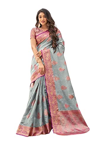 Chemisier indien en organza bleu lac brodé de fils de Zari traditionnels