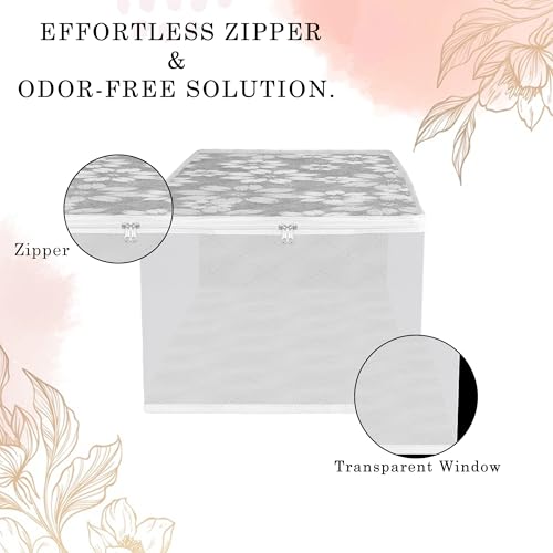 Image of Kuber Industries Pack of 6 Waterproof Shoe Cover With Side Visible Window - Travel Storage Organizer Protector - Flower Quilted Gray