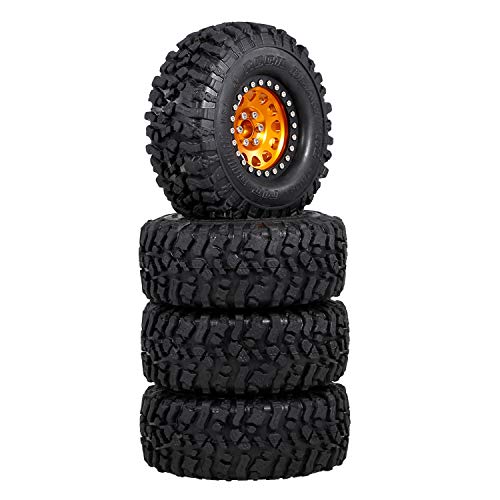 Pneus ensemble pour rc voiture 1/10 jante 2.2 beadlock métal jaune trx4