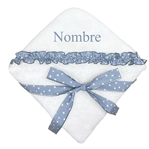 CARREDANA Capa Delantal con Doble Tejido Impermeable .Toalla Manos Libres de bebé Estilo Delantal con Capucha Absorbente.1x1m.Personalizable(Toalla Blanca con Estrellas)