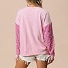 BABWWNIX Christmas Sequins Sweatshirts Women Glitter Oversized Pullovers Tops Graphic Funny Santa Xmas Holiday Sparkly Shirt (E-Pink, L) #5