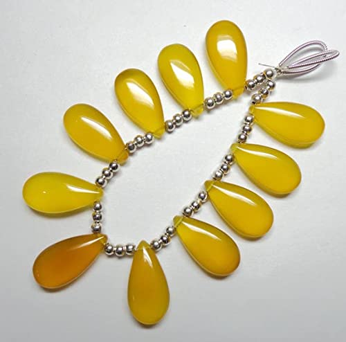 Calcédoine jaune briolette 30x10 mm perle poire pour création de bijou diy