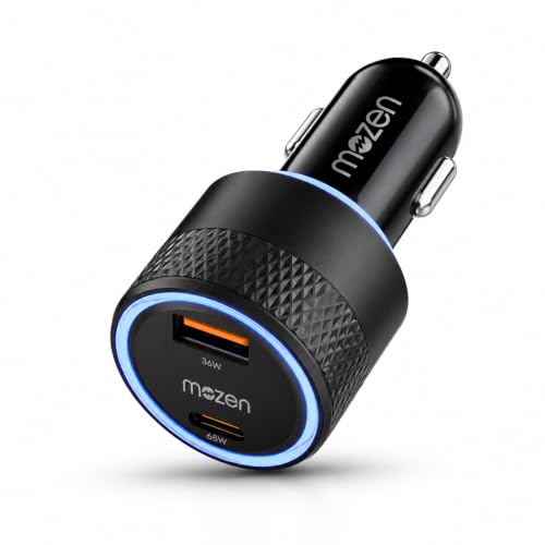 Image of MOZEN 101W Car Charger, Mobile & Laptop Charging (MacBook & Type C Laptops), Dual Port Fast Charging, 65W Type C PD, 36W USB, Compatible with iPhone, Android, iPad, MacBook, Laptops.