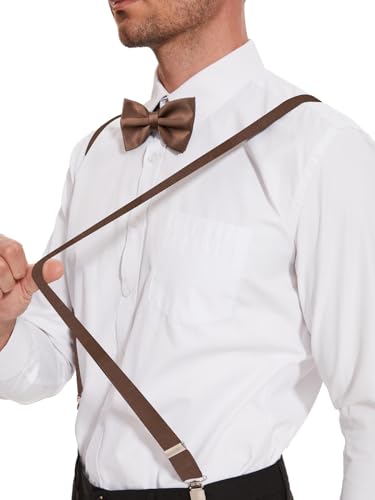 Image of habibee Suspenders and Bow Tie Set for Men, Adjustable Elastic Braces with Y-Back, Diverse Colors, Strong Clips