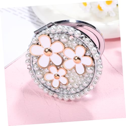 Miroir compact double face floral mignon pour retouches maquillage