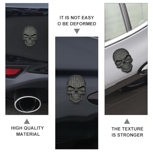4 calcomanías de calavera 3D y emblemas de esqueleto negro para coche 5