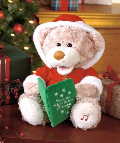 Cuddle Barn - Storytime Teddie | Animated Storytelling Holiday Bear Stuffed Animal Plush Toy Reads The Story T'was The Night Before Christmas, 10" #TOP6