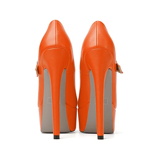 SKYSTERRY Womens Buckle Sexy Platform Matte Party Round Toe Stiletto High Heel Pumps Shoes 6 Inch4